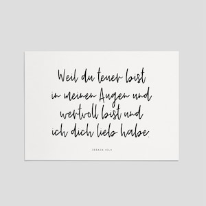 Christliche Karte | Bibelvers | Bibelkarte | Grußkarte - Weil du teuer bist in meinen Augen