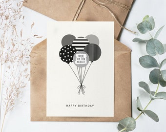 Rubbelkarte  | Geburtstagskarte | Gutschein | Geschenkgutschein | Postkarte - Luftballon