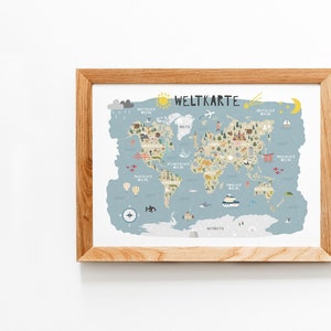 Kinderweltkarte | Poster | Print | Kinderzimmer - Bunte Weltkarte