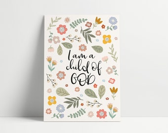 Taufkarte | Karte zur Taufe | Christliche Karte | Bibelvers | Bibelkarte | Grußkarte - I'm a child of God