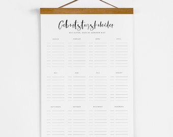Kalender | Geburtstagskalender | Wandkalender | Jahresplaner - Immerwährender Geburtstagskalender