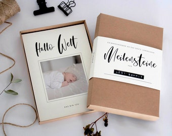 Baby Meilensteinkarten | Karten Meilensteine Baby | Babytagebuch | Geburtsgeschenk - Erinnerungsbox an das erste Lebensjahr