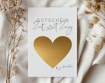 Rubbelkarte | Gutschein | Geburtstagsgeschenk | Geburtstagskarte | Postkarte - Gutschein Zeit statt Zeug