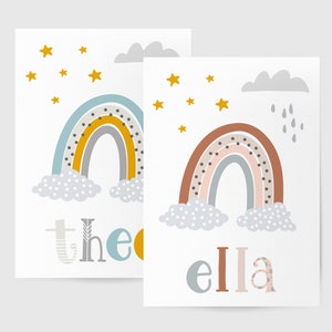 Regenbogen Poster | Geburtsposter personalisiert | Geburtsanzeige | Geburtsurkunde Poster | Babygeschenk zur Geburt - Rainbow