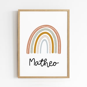 Regenbogen Poster | Geburtsposter personalisiert | Geburtsanzeige | Geburtsurkunde Poster | Babygeschenk zur Geburt - Regenbogen