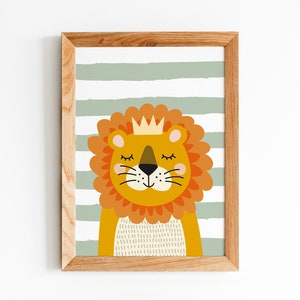 Poster Löwe | Poster Kinderzimmer | Geschenk Baby Kinder Poster | Tierbilder | Tierposter | Kinderposter - Leo Löwenherz