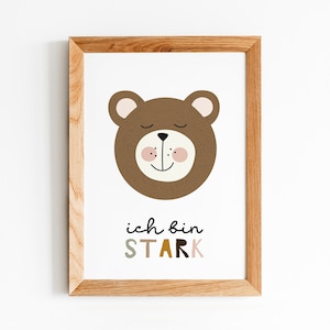 Kinder Affirmationskarten Poster | Ermutigung | Kinder Poster Mutmacher | Poster Kinderzimmer - Ich bin stark
