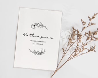 Mutterpasshülle | Hülle Mutterpass | Passhülle personalisiert - Beige