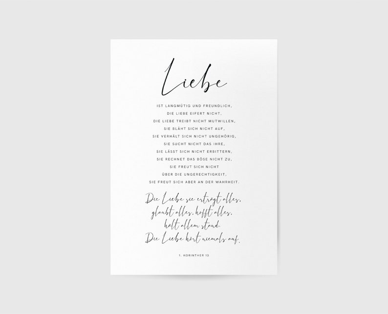 Bible verse Christian Poster Print Art Print Love 1 Corinthians 13 image 4