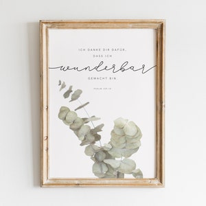 Bible verse | Christian poster | Print | Art print - Wonderful Psalm 139:14