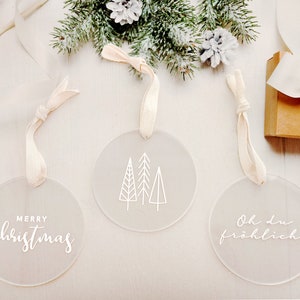 Weihnachtsanhänger | Weihnachtsdeko | Geschenkanhänger | Baumschmuck | Weihnachtsbaum Schmuck | Weihnachtskugeln | Acrylglas - 3er Set