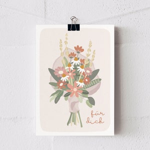 Postkarte Blumenstrauß | Mama Karte | Grußkarte | Geburtstagskarte | Glückwunschkarte | Muttertag Karte - Für dich