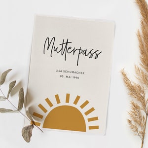 Mutterpasshülle | Hülle Mutterpass | Passhülle personalisiert - Sonne