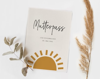 Mutterpasshülle | Hülle Mutterpass | Passhülle personalisiert - Sonne