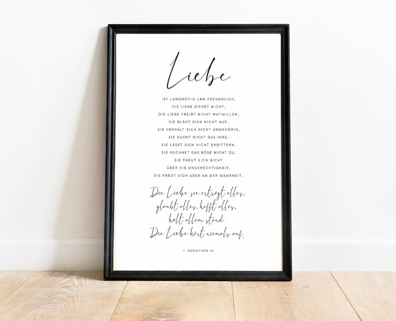 Bible verse Christian Poster Print Art Print Love 1 Corinthians 13 image 3