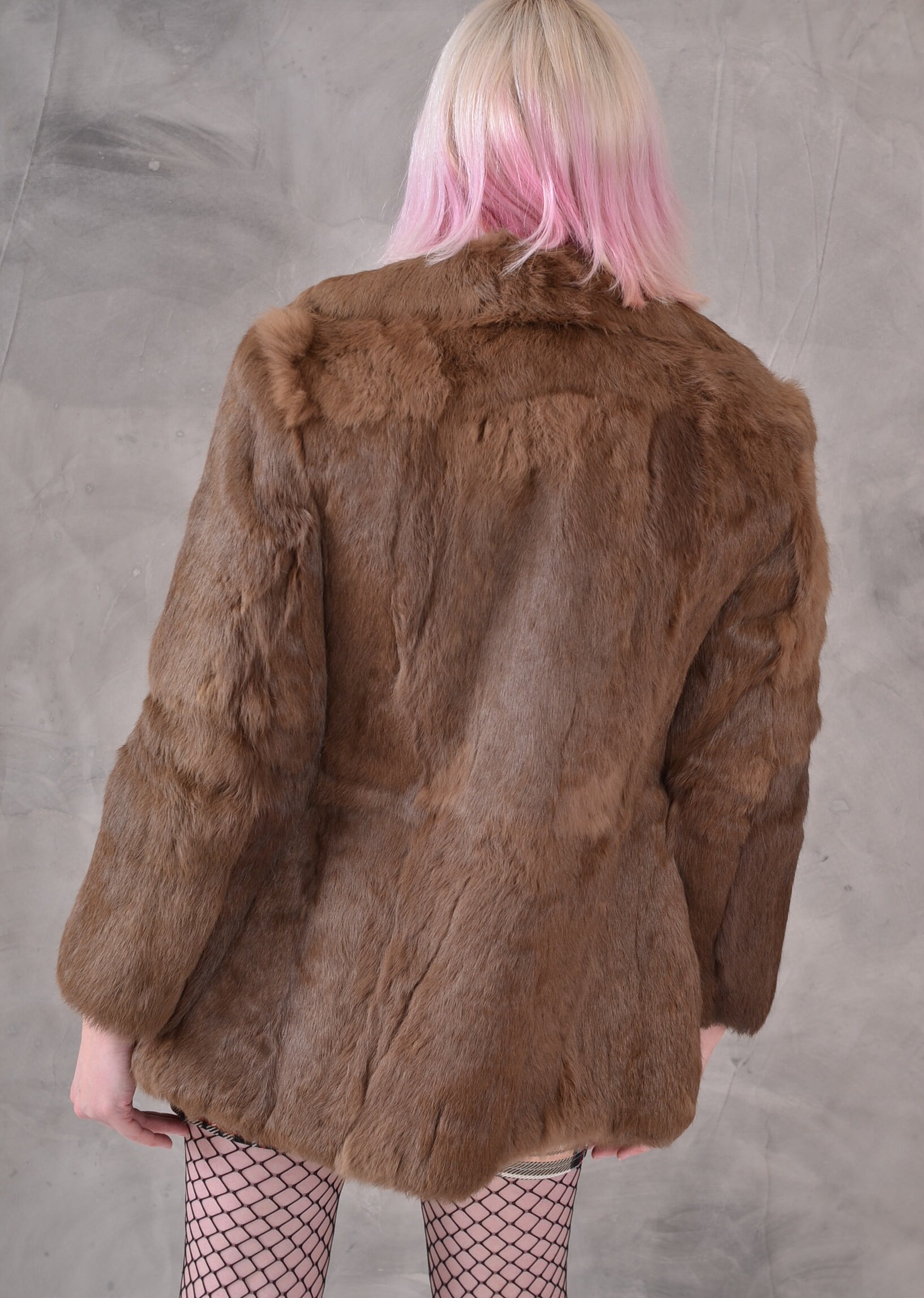Vintage Coney / Rabbit Fur Coat In Brown Small Etsy
