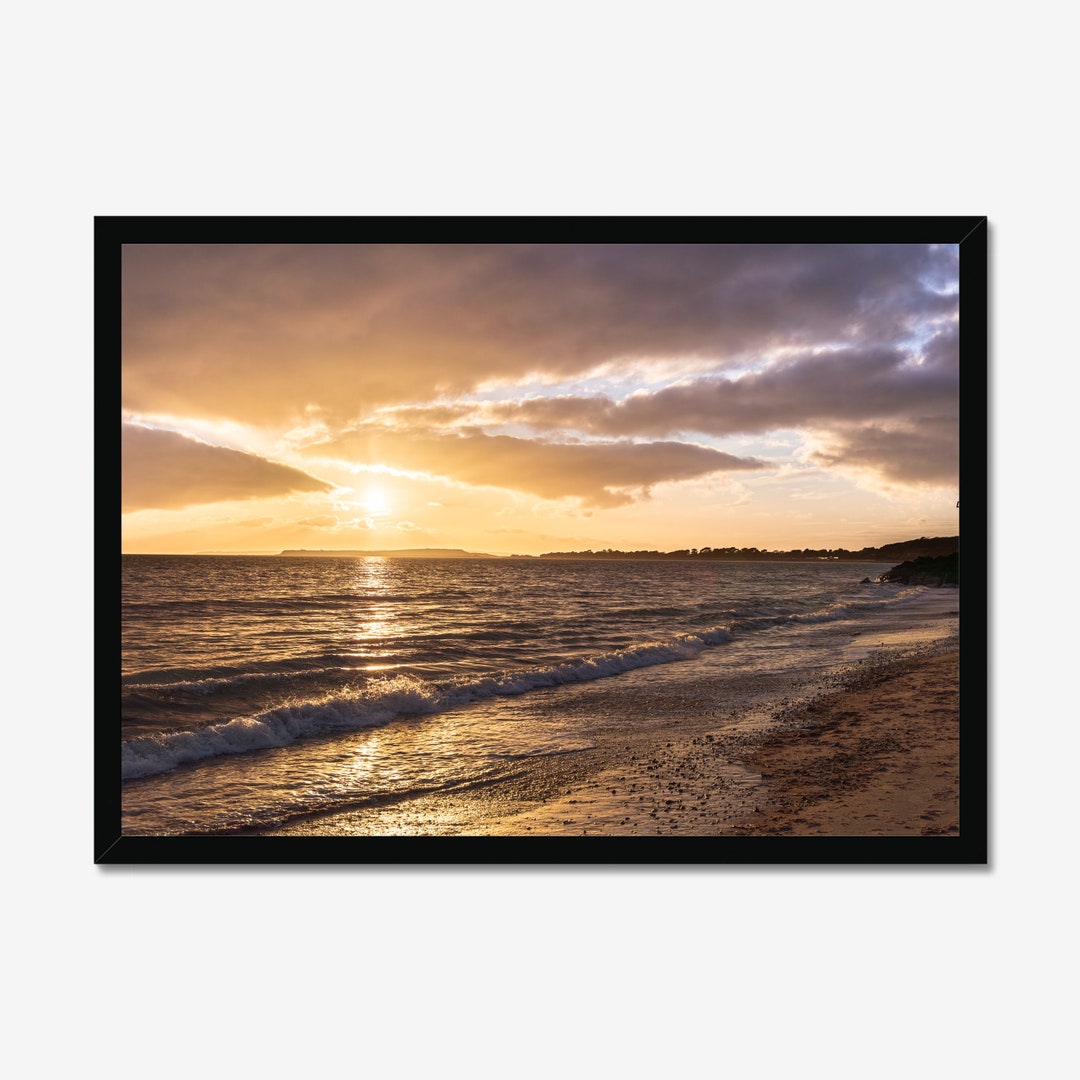 Coastal Sunset Waves Print: Framed Beach Horizon Wall Art - Etsy