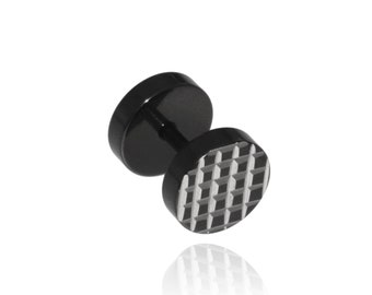 Black Stainless Surgical Steel fake plug laser mark skull 8mm