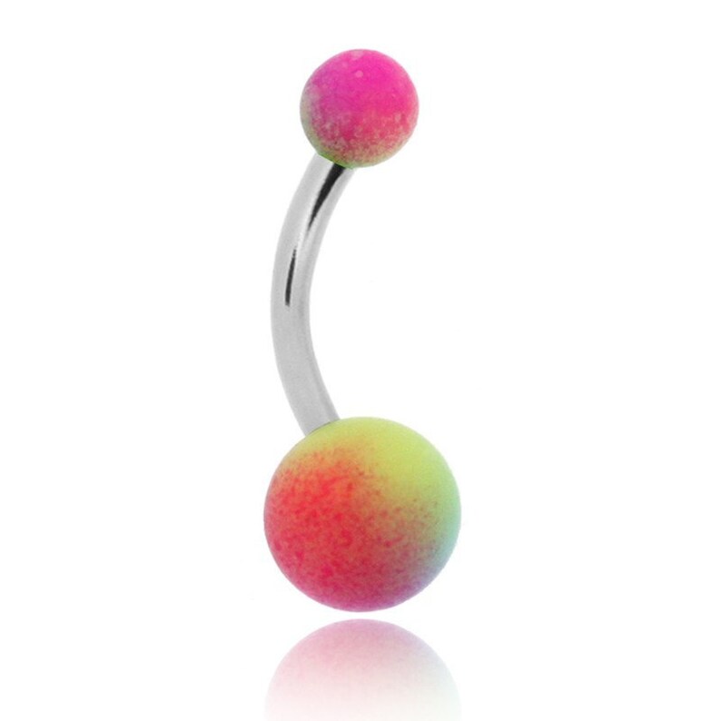 Acrylic Belly Button banana multi color coating 10mm BNL-3177