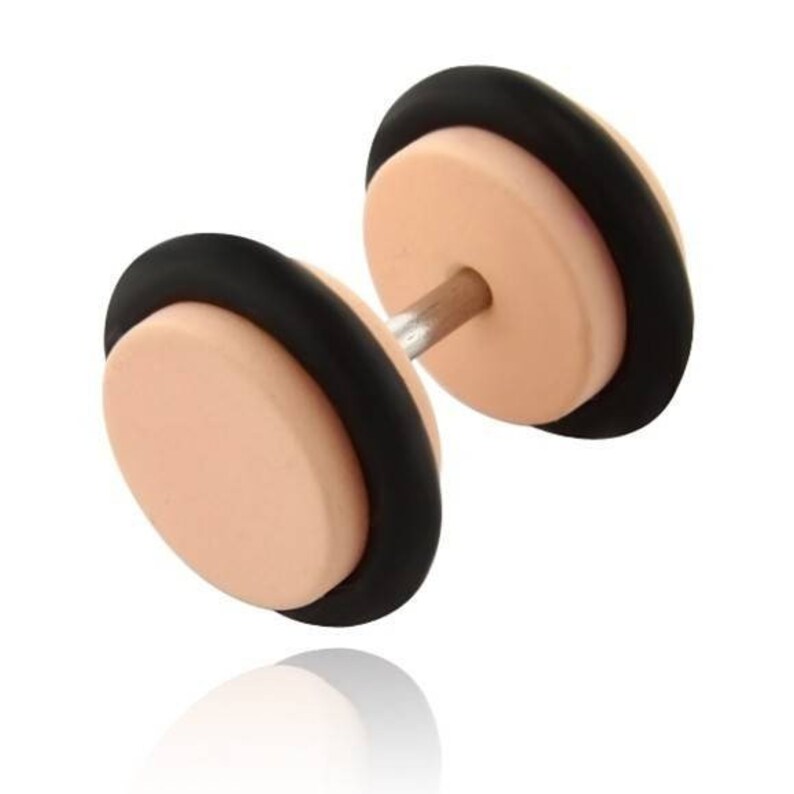 Orange acrylic matte pastel color fake Plug Stainless Surgical Steel 8mm