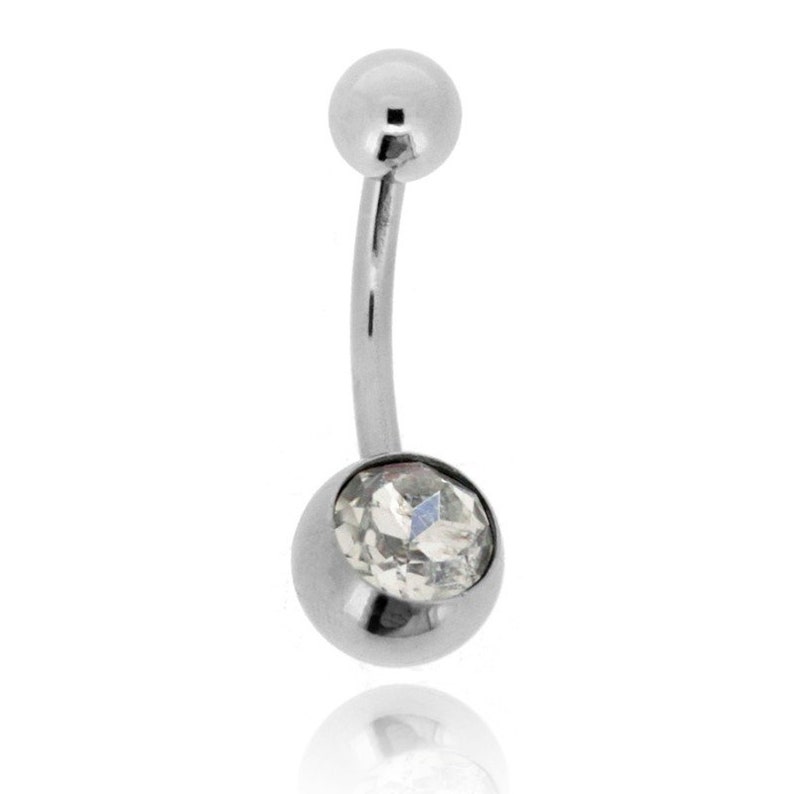 Stainless Steel Piercing Belly Button banana with crystal glitter jewel 10mm BNL-3193