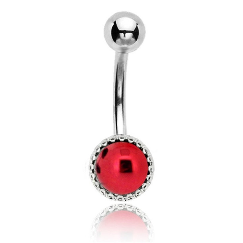Stainless Steel Piercing Belly Button banana red metallic color 10mm BNL-2976