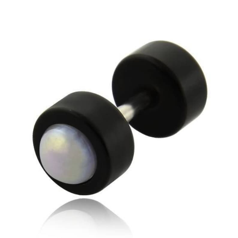 Black acrylic fake Plug Stainless Surgical Steel shiny AB coated acrylic jewel 10mm