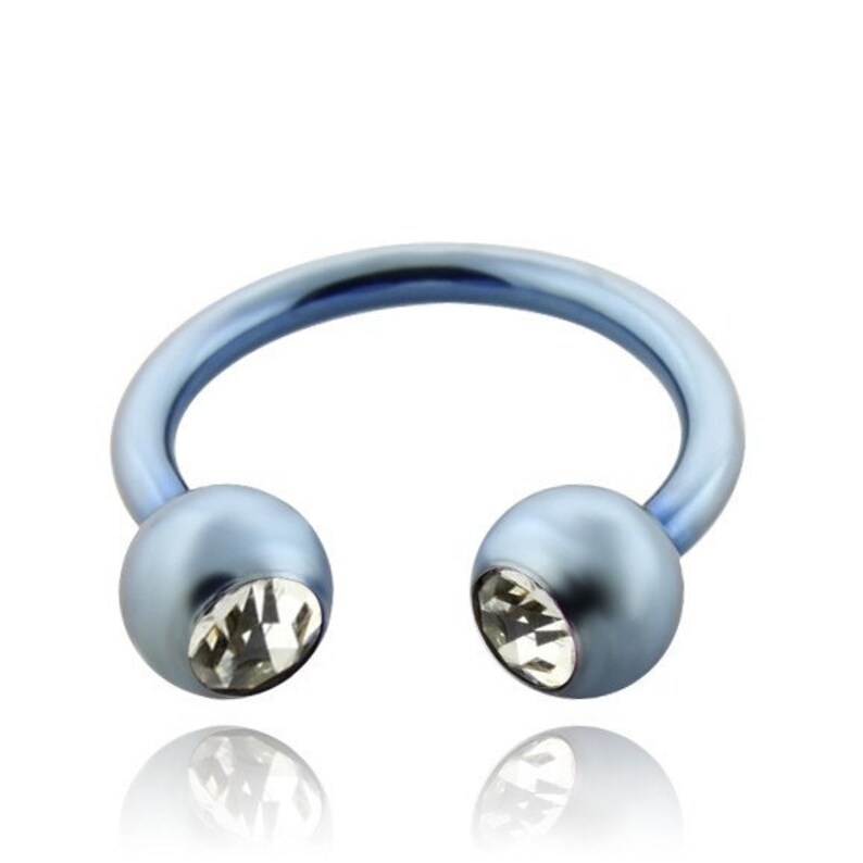 Blue Surgical Staniless Steel Piercing circular barbell crystal jewel 16ga 12x5x5mm length