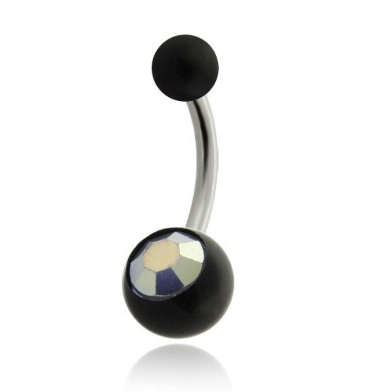 Black acrylic banana Belly Button AB coating jewel 10mm BNL-2508