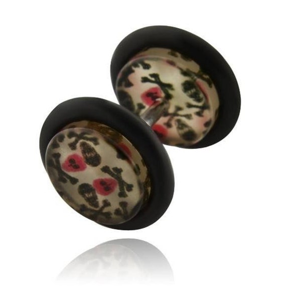 Pink acrylic fake Plug Stainless Surgical Steel peace 10mm