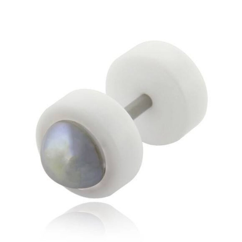 White acrylic fake Plug Stainless Surgical Steel shiny AB coated acrylic jewel 8mm
