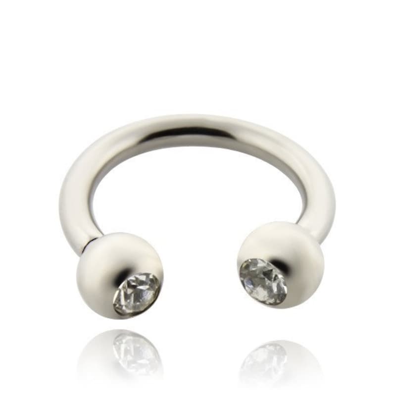 Stainless Steel Piercing circular barbell crystal jewel 14ga 10mm length