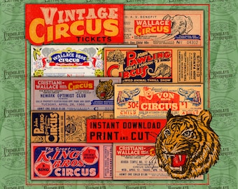 ヴィンテージ サーカス チケット、ジャンク ジャーナル、サーカス