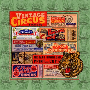 Vintage Circus Tickets - 8PC