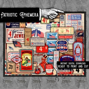 Patriotic Ephemera Digital Download - 65 Piece Kit