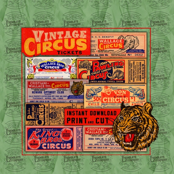 Vintage Circus Tickets - 8PC - Etsy Vintage Circus Tickets - 8PC - Etsy