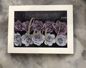 shadow box with paper flowers