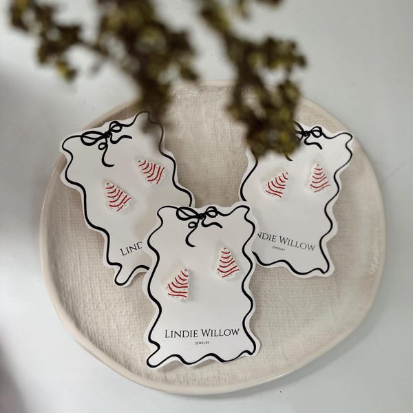 Little Debbie Christmas Cake Earrings + Christmas Tree Clay Studs, Earrings Clay Christmas Earrings