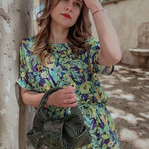 Green Crocodile Style Leather Bag