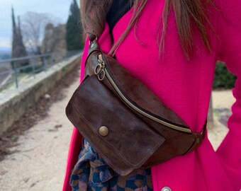 Brown Leather Waist Bag