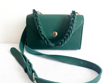 Small Grained Green Leather Bag