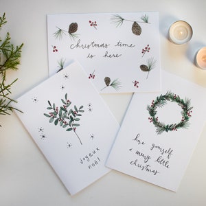 Aquarel kerstkaarten - Prettige kerstdagen -
