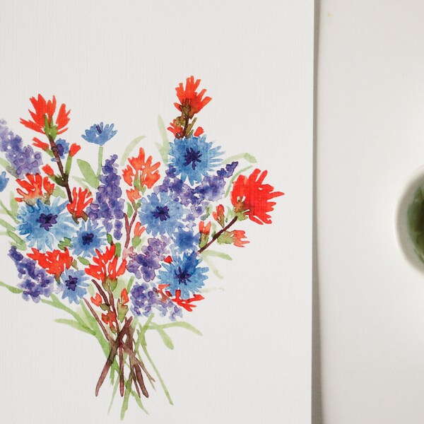 Watercolor Painting Indian Paintbrush Flower Etsy
