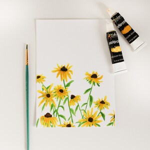 Black eyed susans watercolor art print - 5x7 Botanical watercolor art print