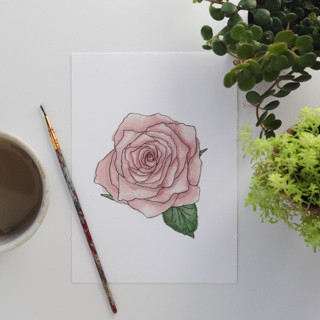 Pink Rose Watercolor Art Print Hand-painted Watercolor Floral - Etsy