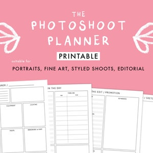Photoshoot Planner Printable Download - Portrait, Fine Art, Styles ...