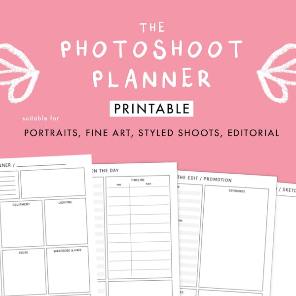 Photoshoot Planner Printable Download - Portrait, Fine Art, Styles Shoots, Editorial - Photographer Planner