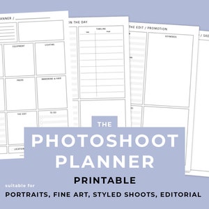Photoshoot Planner Printable Download Portrait Fine Art - Etsy