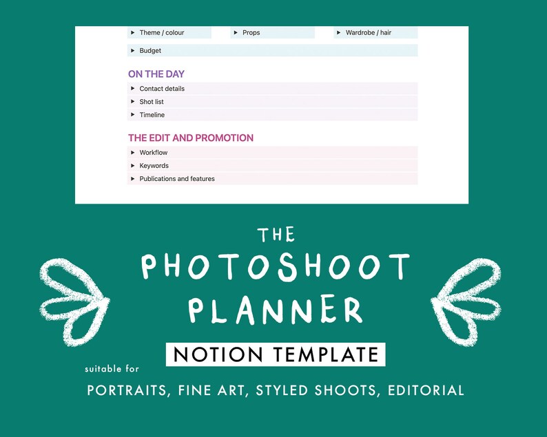 The Photoshoot Planner - A Notion Template for Photographers - Portrait ...
