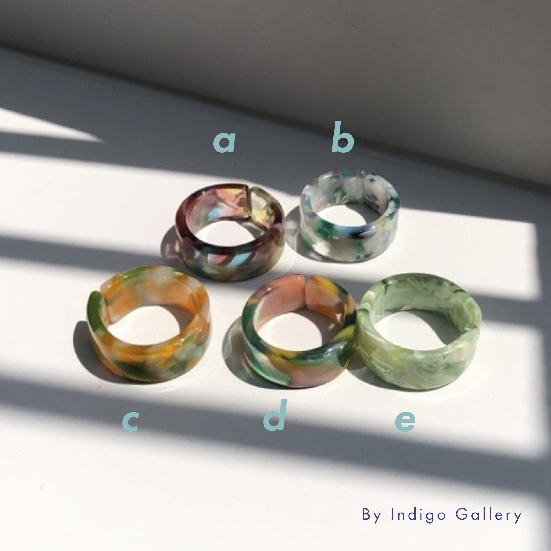 Chunky Acrylic Rings with Gemstones Translucent Y2K 90s Etsy